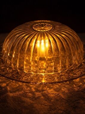 Oversized Vintage Glass Glow Centerpiece | Sunburst Fairy Lamp Cottagecore Decor